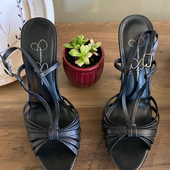 Jessica Simpson black/brown heels - Picture 1 of 4